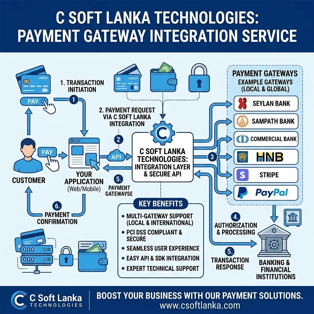 Payment gateway integration for ecommerce and business applications